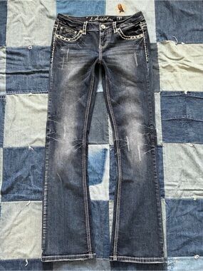 vtg y2k LA Idol jeans low rise bootcut rhinestone embellished bling size 9